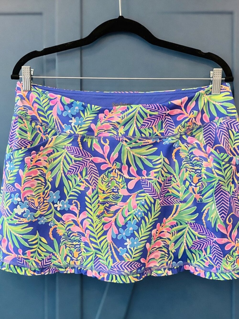Lilly Pulitzer Luxletic Anika Skort Large How You Like Me Prowl Tiger Ruffle EUC - Picture 2 of 7